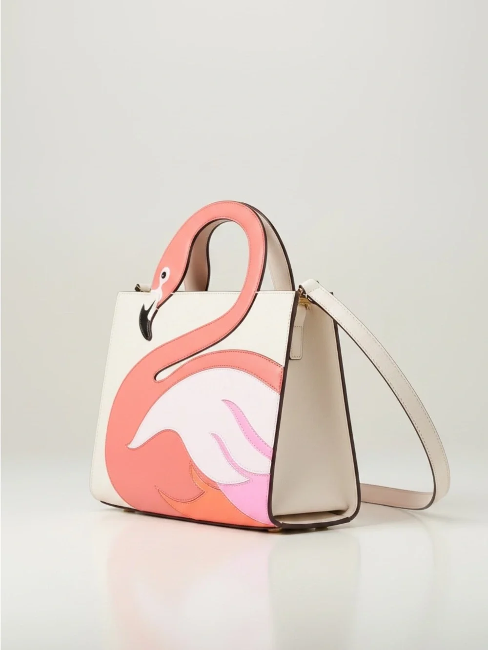 Kate Spade Flamingo Satchel NWT Pink White Novelty Tote w/ Dust Bag - Picture 17 of 17